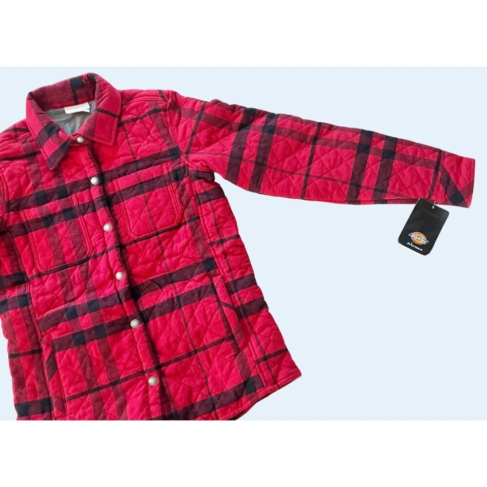 DICKIES Quilted Flannel Shirt Jacket Shacket Full Snap Button Size Sm NEW NWT - Picture 1 of 8